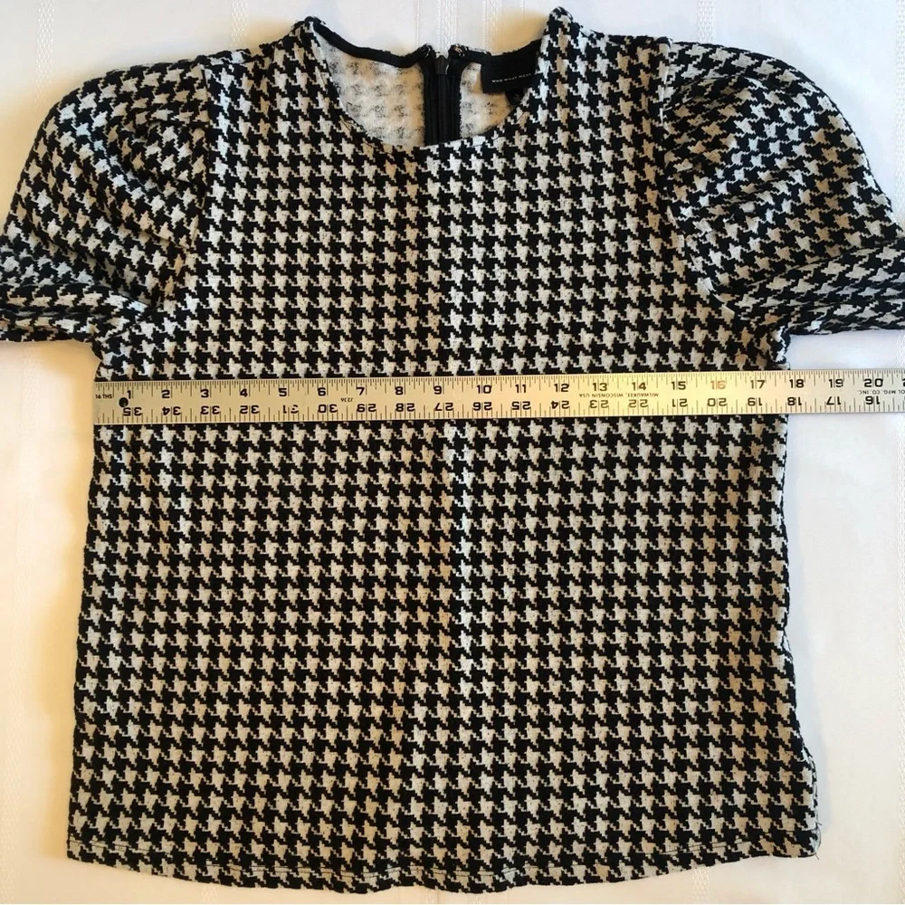 Who What Wear Black & White Houndstooth Cotton Blend Long Sleeve Top Size S - Picture 3 of 6